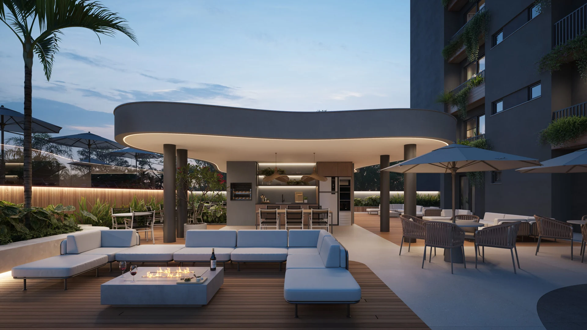 Espaço Gourmet com churrasqueira a carvão do Move Residencial